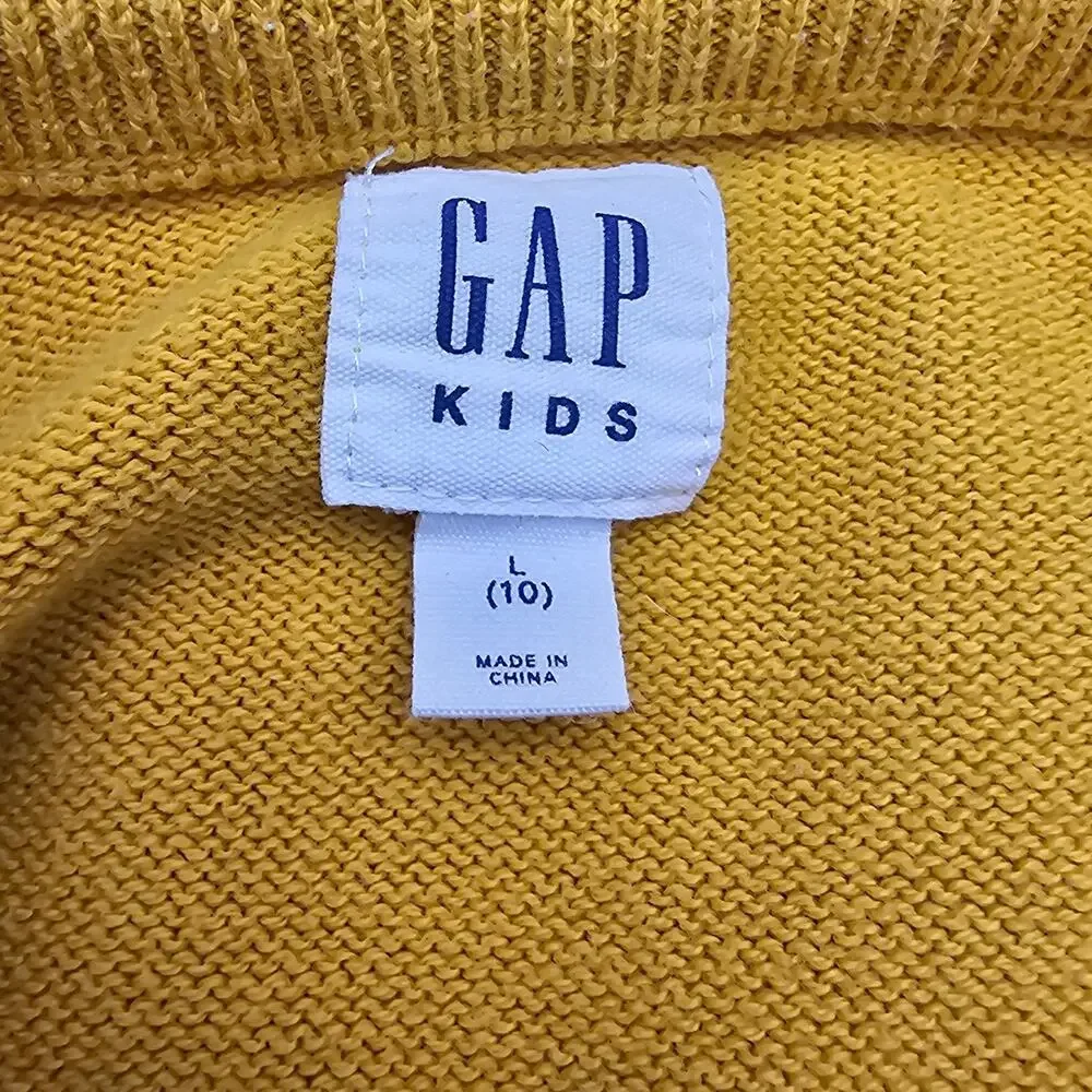 Gap Kids Boys size L 10 Logo Cotton Crewneck Long Sleeve Sweater Yellow/Black